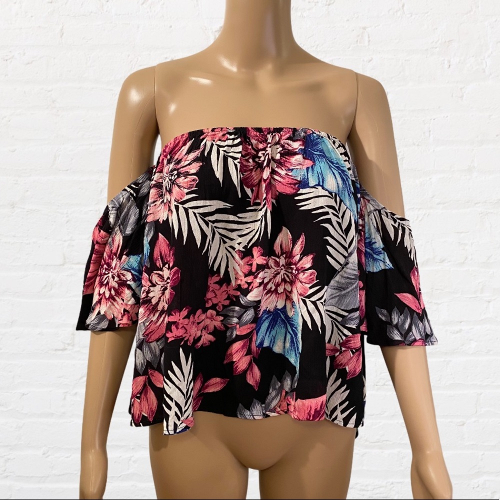 Gypsies & moondust Floral Off Shoulder Top strapless M-132